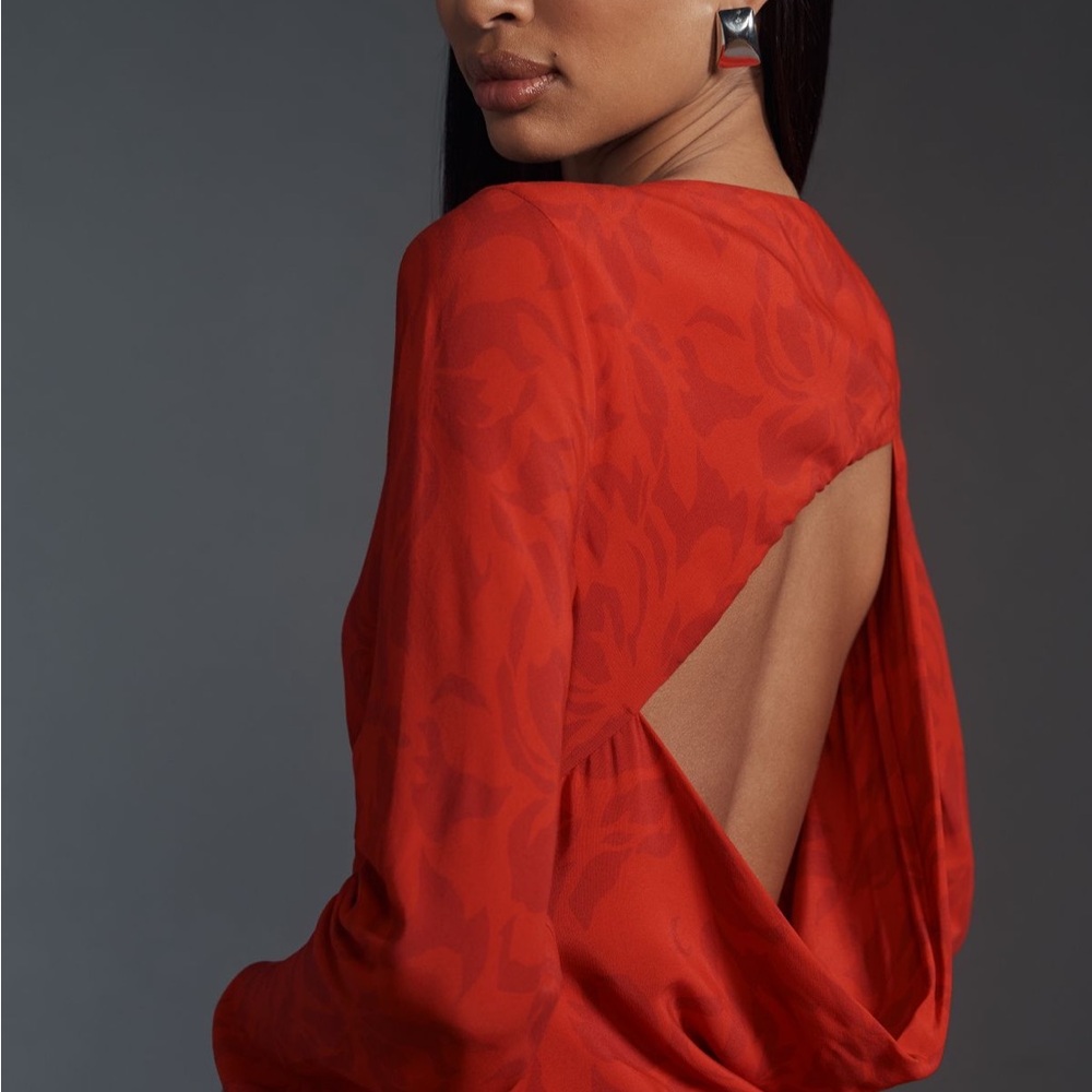 Red Cowl Neck Backless Gown